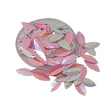 Plastic Sequins (750+ Pieces) 15x6.5 MM 0.3 MM Thick 1 MM Hole Pink & White Oval Paillettes For Sewing Garment DIY Crafts Embellishments [ac-sewsupp-00011-m21]