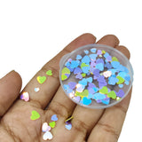 Plastic Sequins (800+ Pieces, 5 GMs Wt) Mixed Sizes 3-5 MM Long x 0.4 MM Thick No Hole Mixed Colors Heart Paillettes For Sewing Garment Accessories [ac-sewsupp-00011-m2]