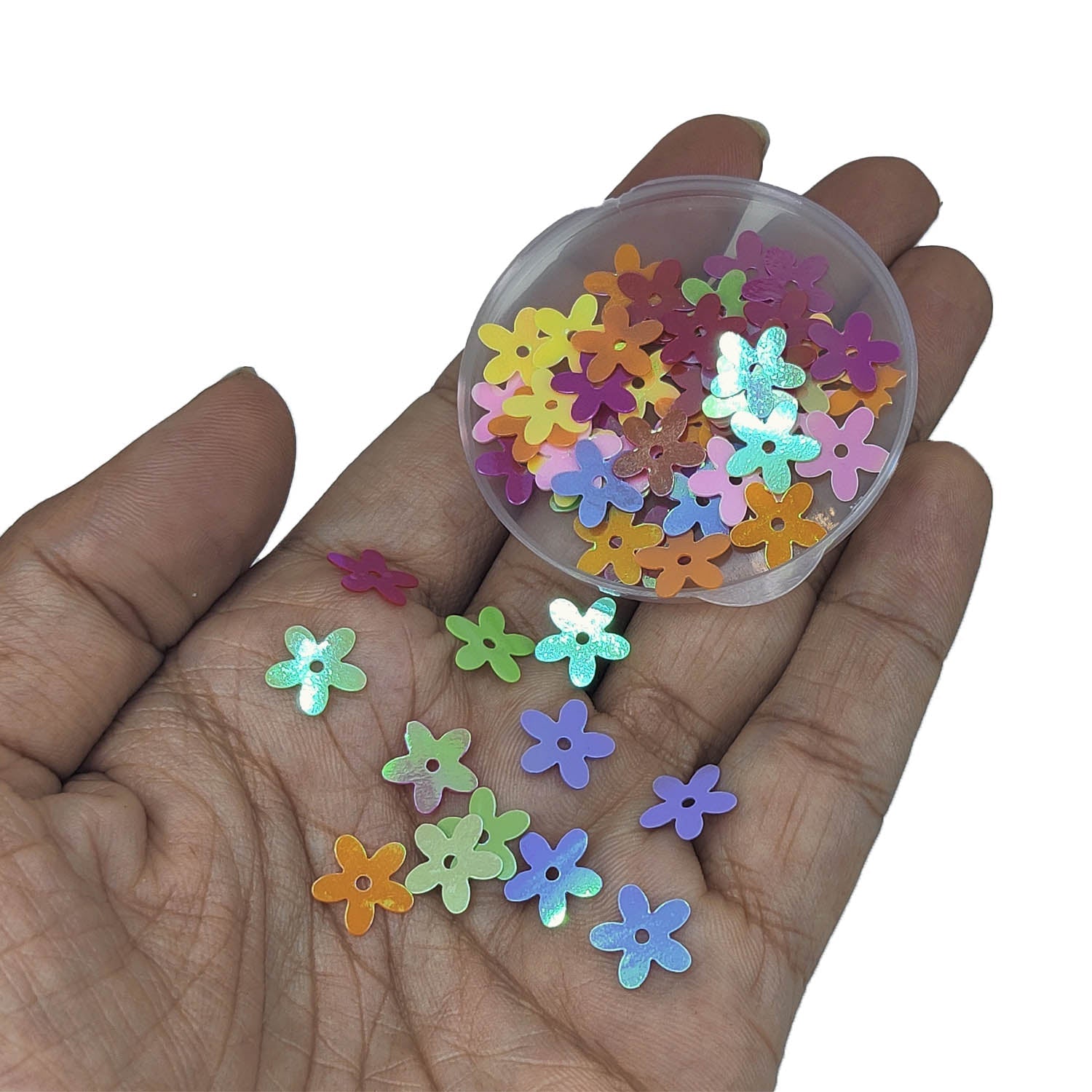 Plastic Sequins (700+ Pieces) 9.5x9.5x0.4 MM 1.2 MM Hole Mixed Colors Flower Paillettes For Sewing Garment DIY Crafts Embellishments [ac-sewsupp-00011-m3]