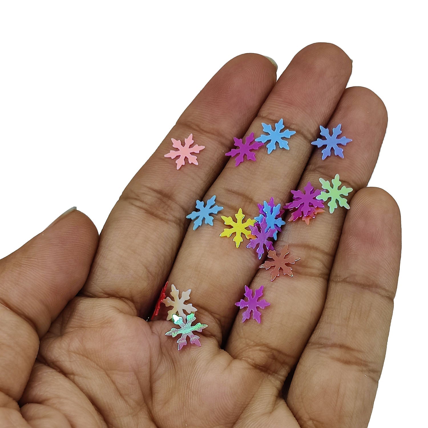 Plastic Sequins (800+ Pieces) 9.5x8 0.4 MM Thick No Hole Mixed Colors Snowflake Paillettes For Sewing Garment DIY Crafts Embellishments [ac-sewsupp-00011-m5]