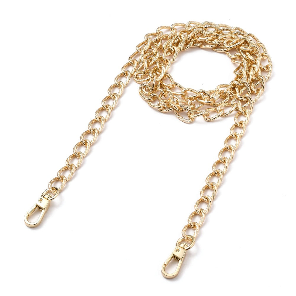 Alloy Twisted Bag Chains (1.1 Meter) With Clasp Lock Link 15x8x2 MM Light Gold Color Purse Tote Replacement Parts Handles