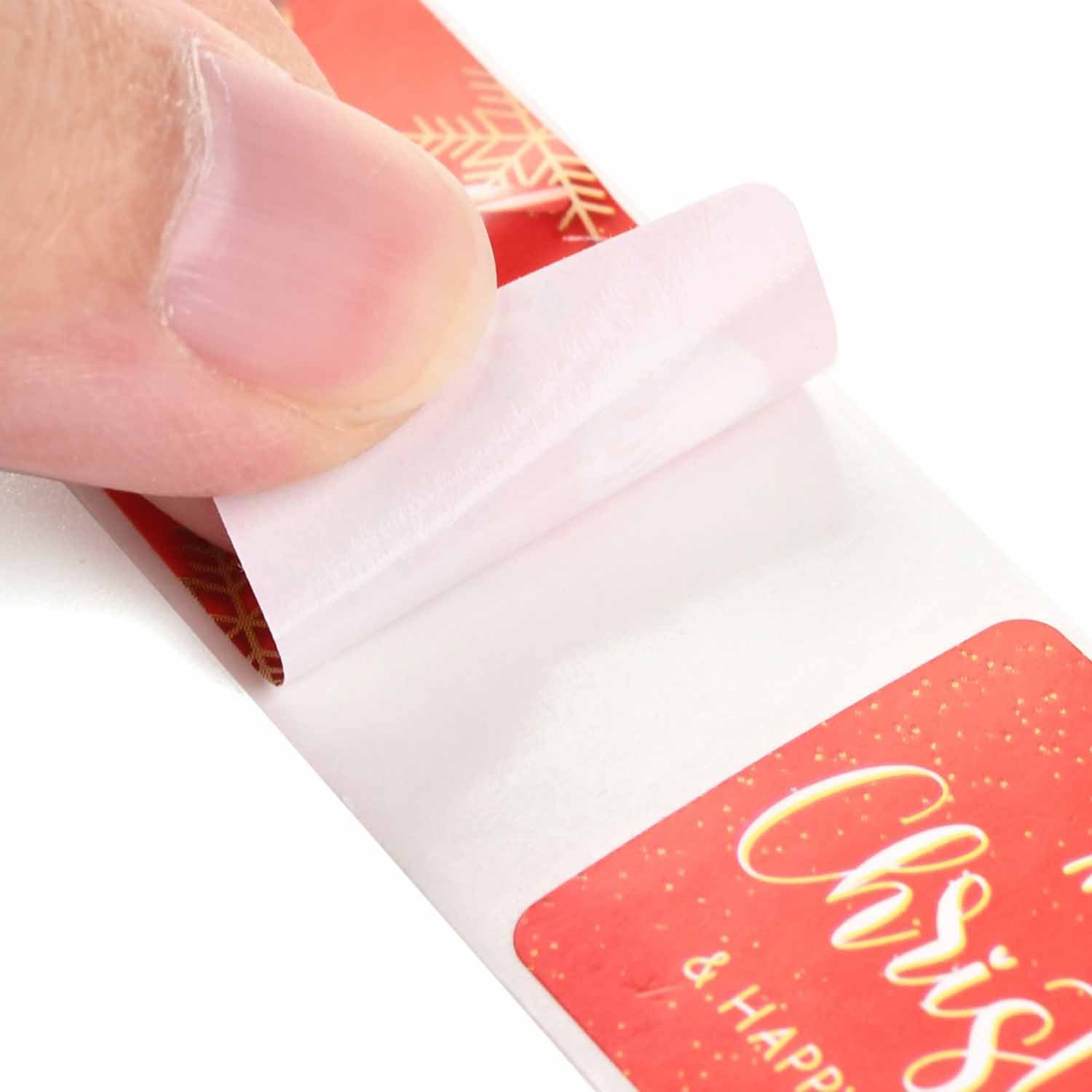 Paper Stickers 3x1 Inch / 7.5x2.5 CM (1 Roll, 120 Stickers) Christmas New Year Wishes Theme Rectangle Multicolor Gift Packing Tags