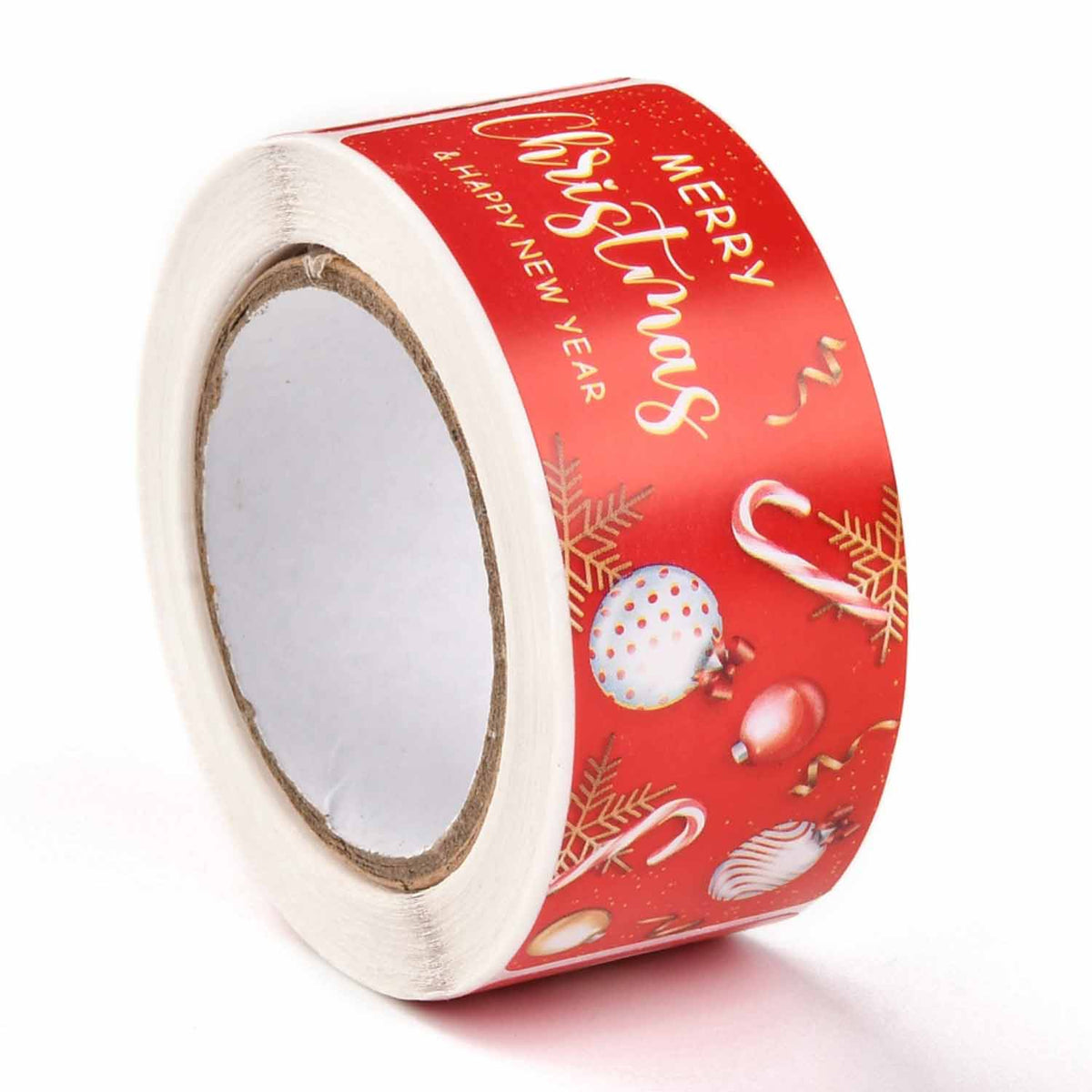 Paper Stickers 3x1 Inch / 7.5x2.5 CM (1 Roll, 120 Stickers) Christmas New Year Wishes Theme Rectangle Multicolor Gift Packing Tags