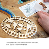 Wooden Embroidery Floss Thread Holder Organizer (1 Piece) 8x5 Inch / 20x12.5 CM 2 MM Thick Oval Bird Pattern Needlework Cross Stitching Kit [jefs-dispcrdtool-00008-m1]