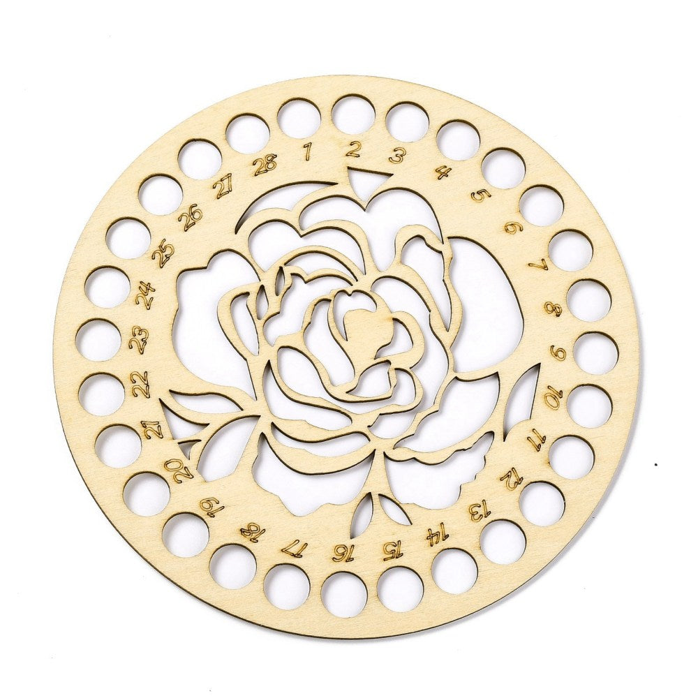 Wooden Embroidery Floss Thread Holder Organizer (1 Piece) 6 Inch / 15 CM 2 MM Thick Round Flower Pattern Needlework Cross Stitching Kit [jefs-dispcrdtool-00008-m2]