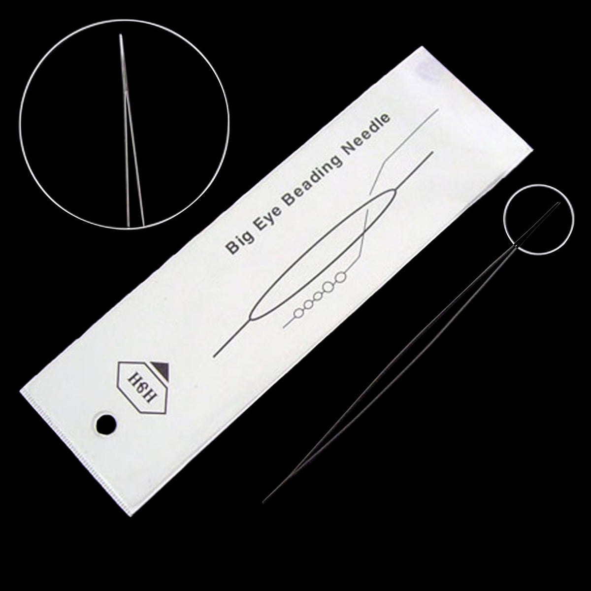 Stainless Steel Collapsible Big Eye Needles (1 PC) 2.25 Inch 0.3 MM Thick For Seed Beads Beading Jewellery Making Embroidery Silver Color