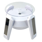 Solar & Battery Power 360 Degree Rotating Display Stands (1 PC) White Color 5x3 Inch Plate Dia 3.25 Inch For Watches Jewellery Bracelets Rings Phones [jefs-dispcrdtool-00175-m3]