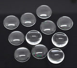 Glass Cabochons Embellishments 20x6 MM (Pack of 10 PCs) Round Dome Flat Back Transparent For DIY Crafts Jewellery Making Magnets