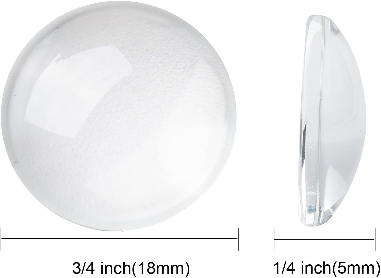 Glass Cabochons Embellishments 18x5 MM (20 Pieces) Round Dome Patch Transparent Color For Jewellery Making DIY Painting Crafts Decoration