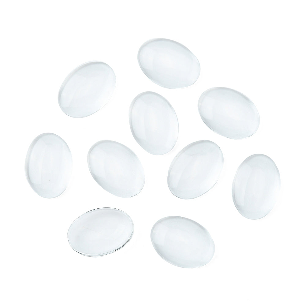 Glass Cabochons Embellishments 20x15x5 MM (10 Pieces) Oval Dome Patch Transparent Color For Jewellery Making DIY Painting Crafts Decoration [jefs-embelshcabo-00001-m24]