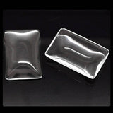 Glass Cabochons Embellishments 25x18x5 MM (Pack of 10 PCs) Rectangle Dome Flat Back Transparent For DIY Crafts Jewellery Making Magnets