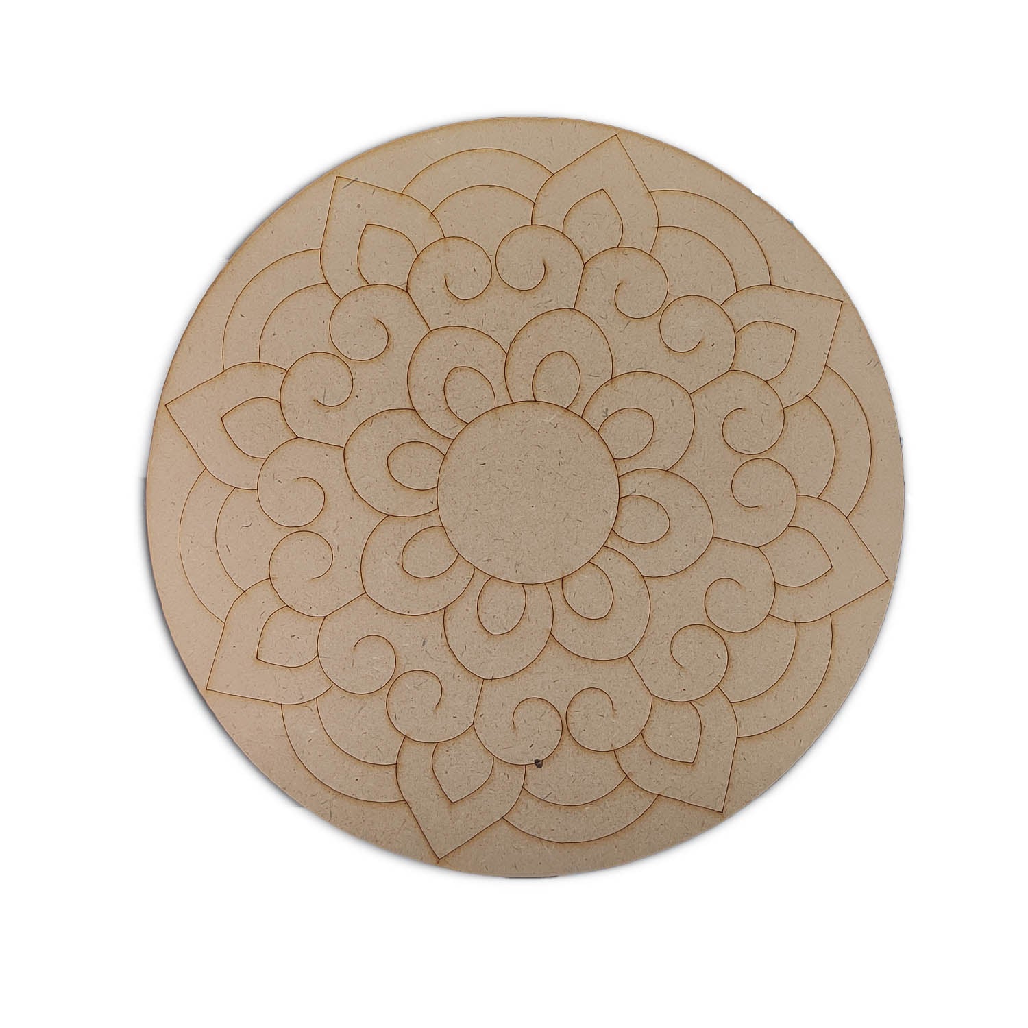 Pre-marked Laser Cut MDF Cutouts 10 Inch (1 Piece) Round Flower 3mm Thick Wood Shapes Bases For DIY Painting Arts Decoration Wall Hanging Gifts [jefs-embelshcabo-00003-m11]