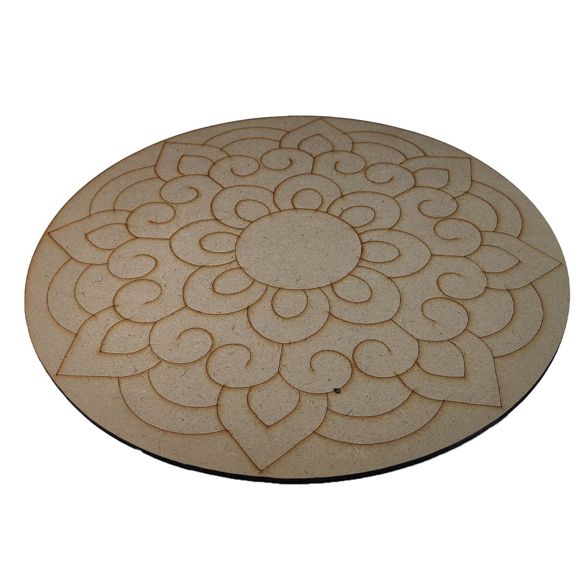 Pre-marked Laser Cut MDF Cutouts 10 Inch (1 Piece) Round Flower 3mm Thick Wood Shapes Bases For DIY Painting Arts Decoration Wall Hanging Gifts [jefs-embelshcabo-00003-m11]