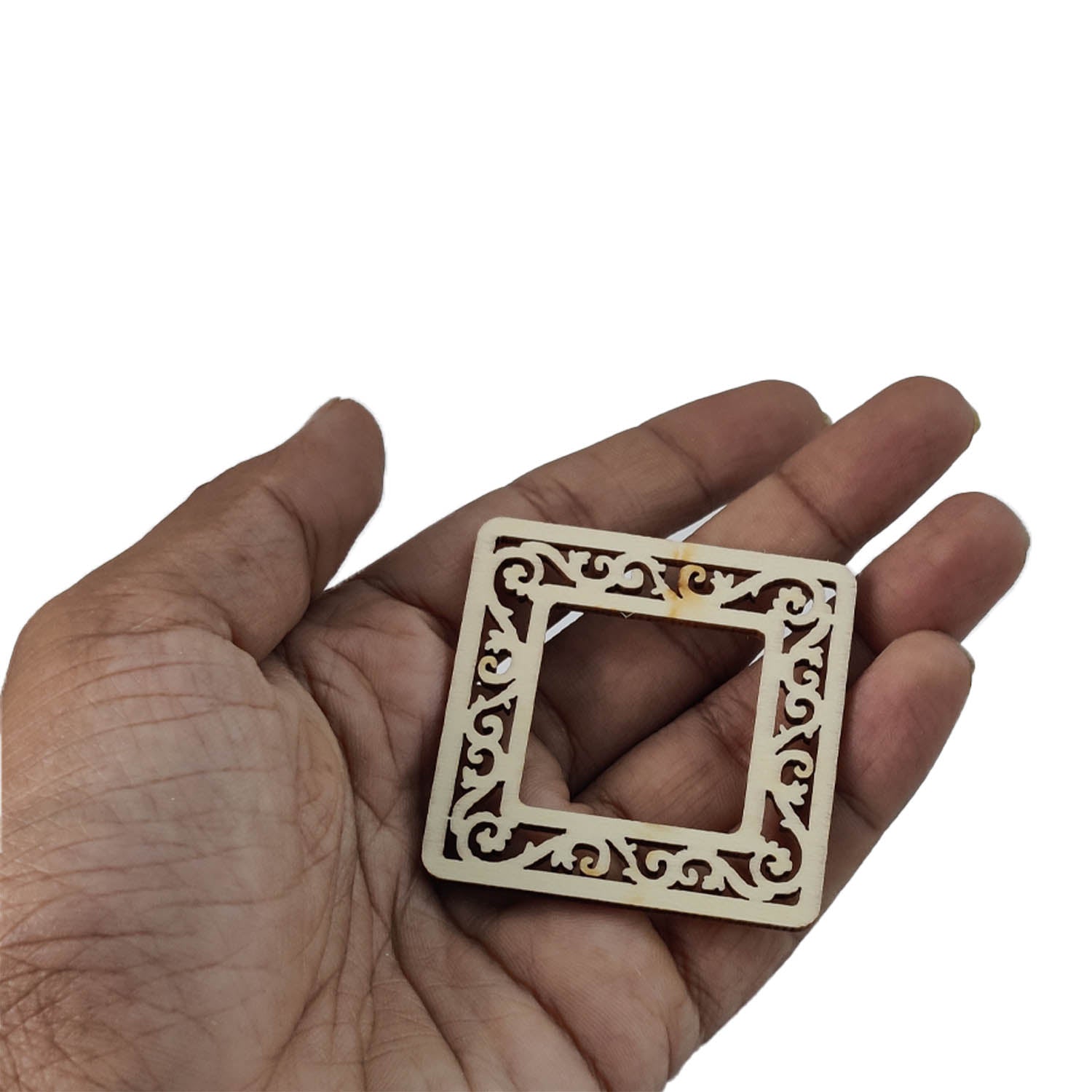 Wooden Rings 49x49x2 MM (10 Pieces) Square For Sewing Macrame Crochet DIY Crafts Painting Arts Decoration [jefs-embelshcabo-00004-m7]