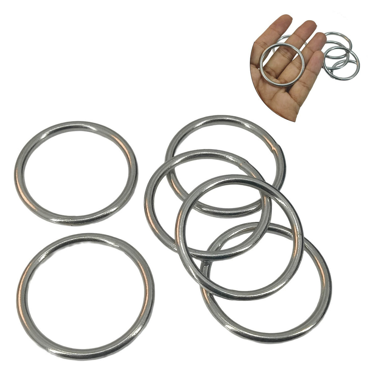 Chromium Plated Metal Rings 43x3.5 MM (10 Pieces) Heavy Duty Silver Color For DIY Crafts Projects Macrame Dream Catchers Blinds Decorations