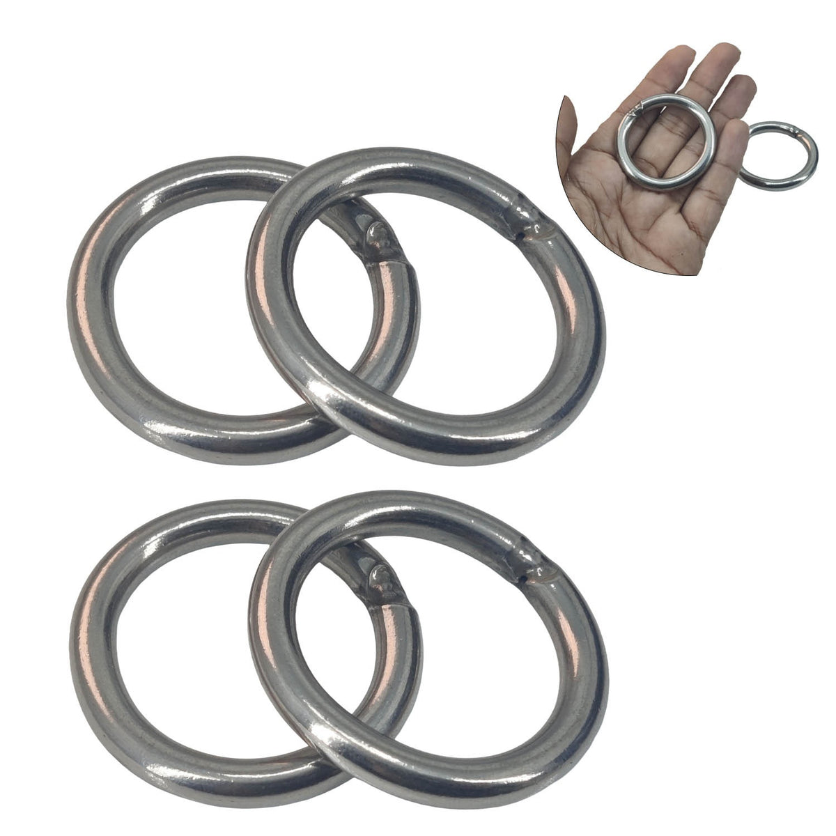 Stainless Steel Rings 45x6 MM (4 Pieces) Heavy Duty Silver Color For DIY Crafts Projects Macrame Dream Catchers Blinds Decorations