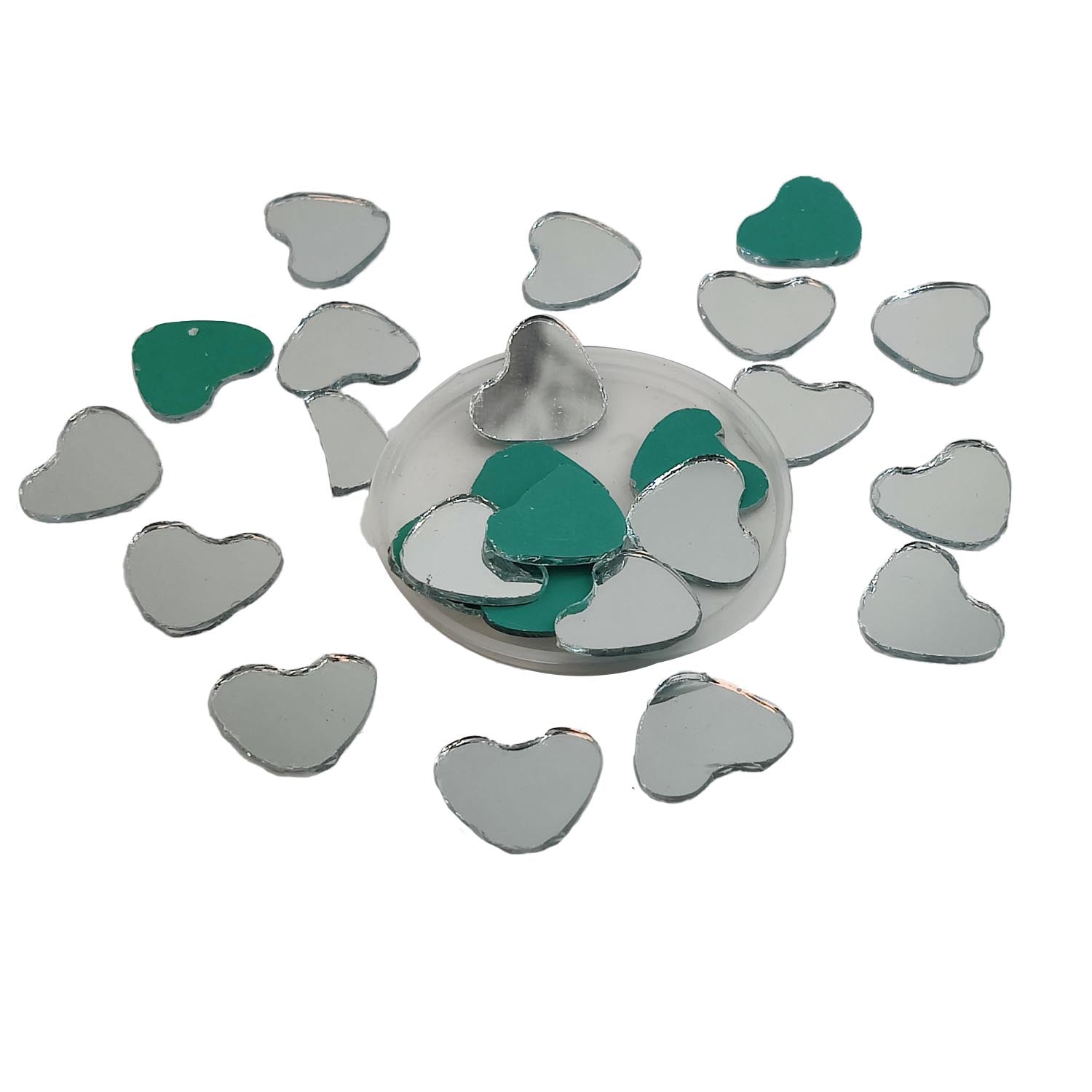 Shisha Glass Mirrors 8 to 19 MM (350 Pieces Total, 7 Shapes x 50 PCs Each ) For Sewing Embroidery Crafts Jewellery Multipurpose Transparent [jefs-embelshcabo-00124-mix2]