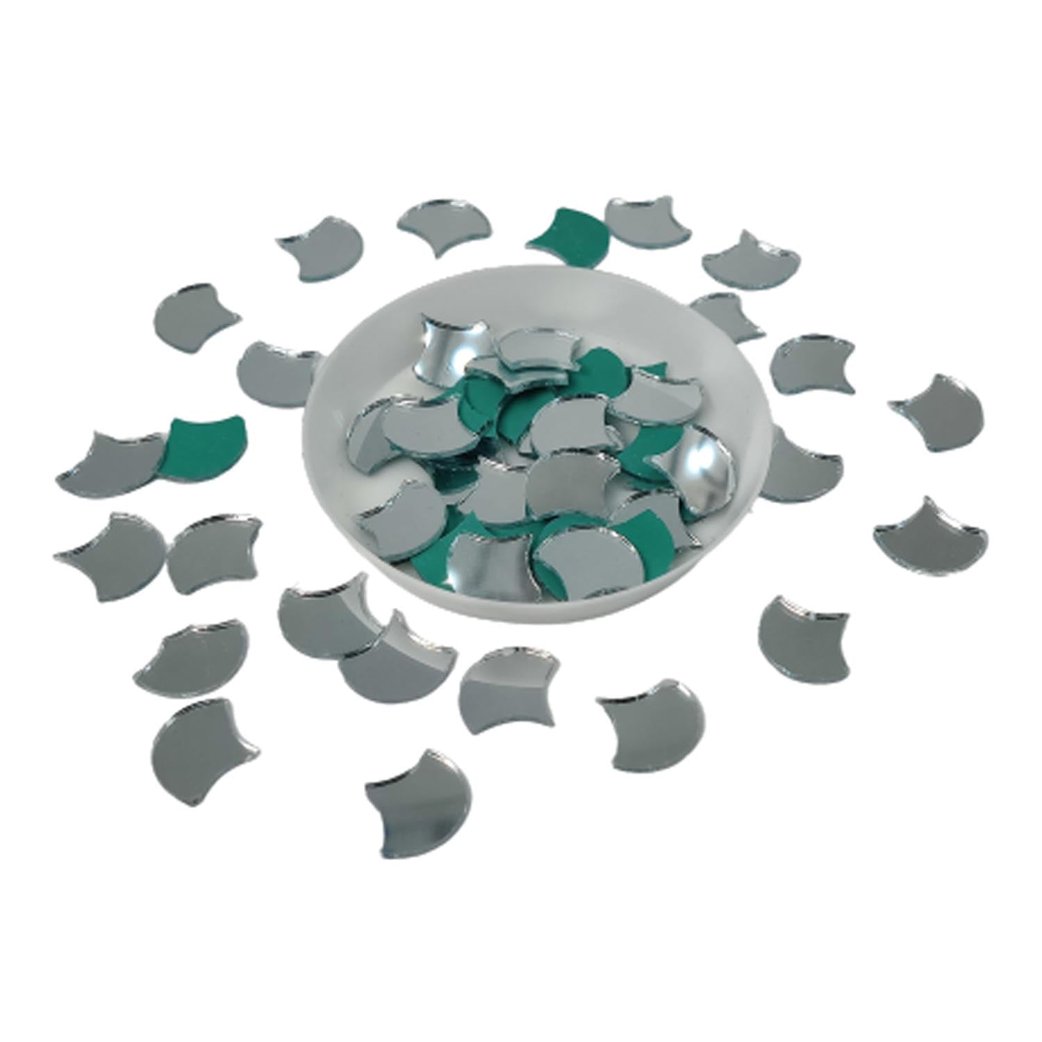 Shisha Glass Mirrors 13x15 MM (90+ Pieces, 25 GM Wt) Lamp For Sewing Embroidery Crafts Jewellery Multipurpose Transparent [jefs-embelshcabo-00124-m17]