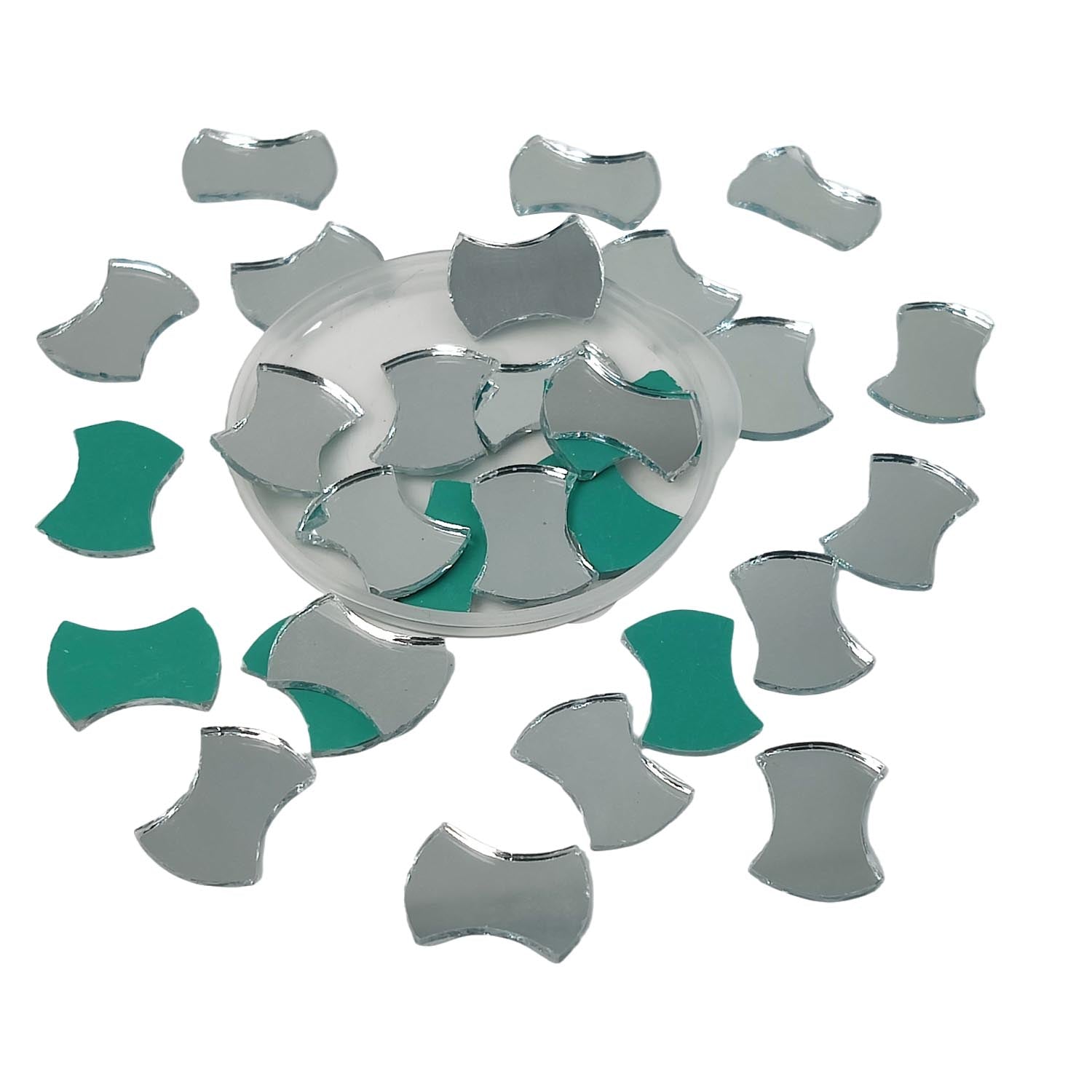 Shisha Glass Mirrors 8 to 19 MM (350 Pieces Total, 7 Shapes x 50 PCs Each ) For Sewing Embroidery Crafts Jewellery Multipurpose Transparent [jefs-embelshcabo-00124-mix2]