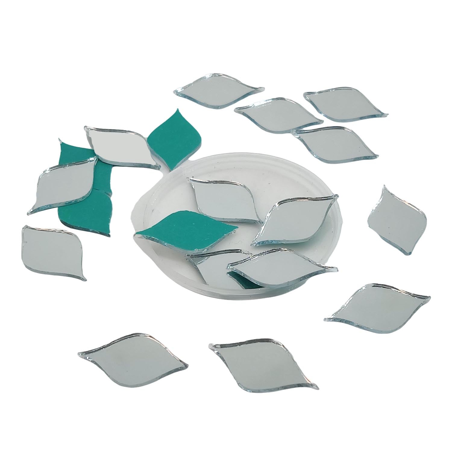 Shisha Glass Mirrors 8 to 19 MM (350 Pieces Total, 7 Shapes x 50 PCs Each ) For Sewing Embroidery Crafts Jewellery Multipurpose Transparent [jefs-embelshcabo-00124-mix2]