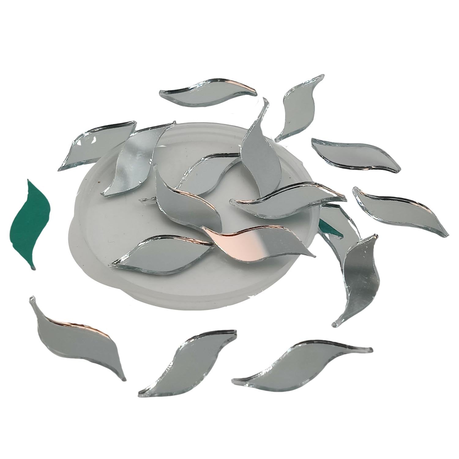 Shisha Glass Mirrors 8 to 19 MM (350 Pieces Total, 7 Shapes x 50 PCs Each ) For Sewing Embroidery Crafts Jewellery Multipurpose Transparent [jefs-embelshcabo-00124-mix2]