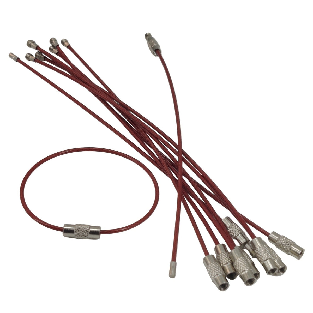 Stainless Steel Strong Cable Wire Keychain Cords Finished Dia 1.9 Inch Thickess 1.5 MM With Screw Clasps For ID Tags Luggage Multipurpose