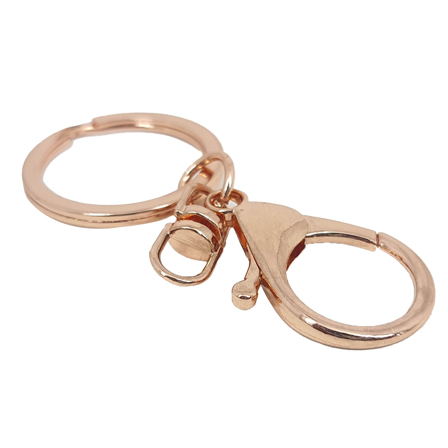 Key Chain Making (Pack of 5 Pieces) 30x2 MM Ring Bases 32x23x5 MM Lobster Clasp 18x8x5 MM Swivel Rose Gold Color [jefs-gnrlcrftsupp-00043-m7]