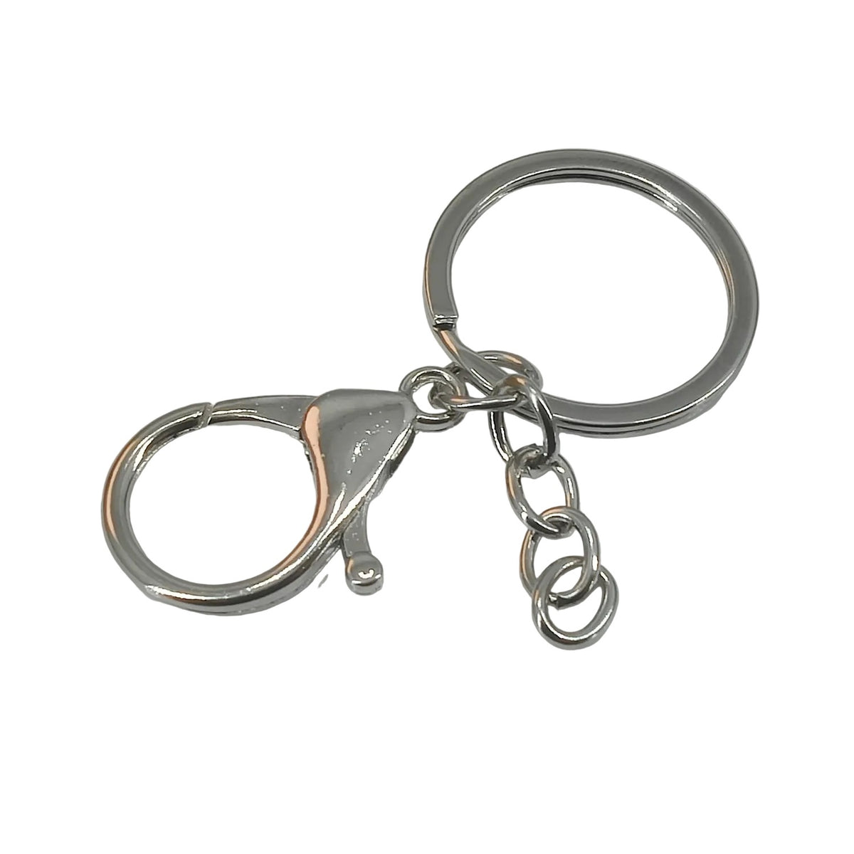 Iron Alloy Key Chain Making (5 PCs) 30x2 MM Ring Bases 32x23x5 MM Lobster Clasp Silver Color