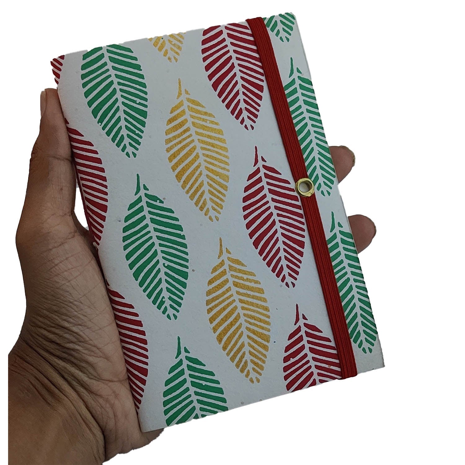 Vintage Handmade Journal Notebook (1 PC x 36 Pages) 4x6 Inch Cotton & Organic Papers Handstitched Elastic Lock For Gifts Multicolor [jefs-offcstnry-00003-m1]