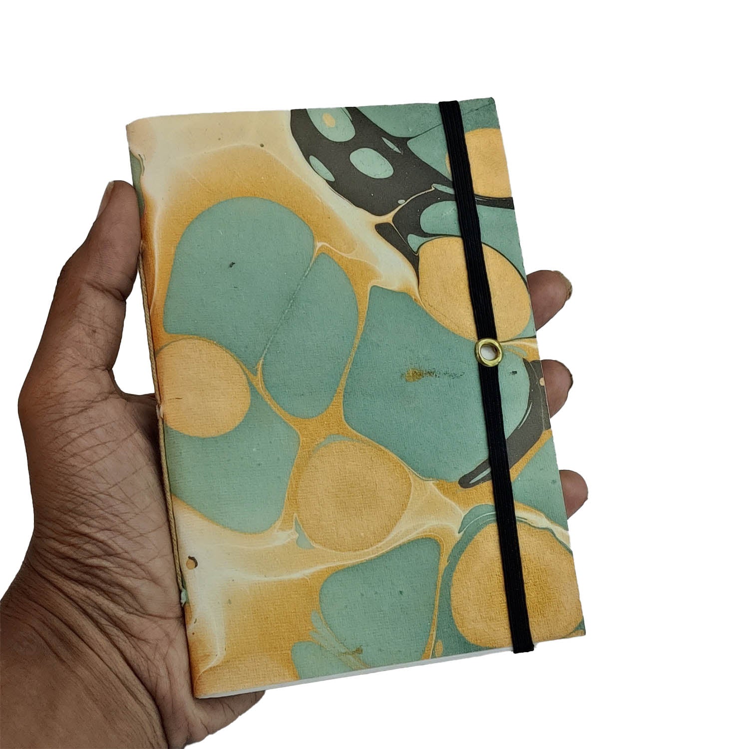 Vintage Handmade Journal Notebook (1 PC x 36 Pages) 4x6 Inch Handstitched Cotton & Organic Papers Elastic Lock For Gifts Multicolor [jefs-offcstnry-00003-m3]