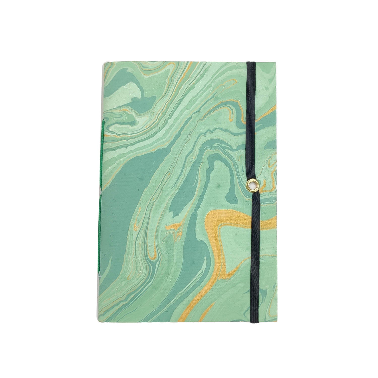 Handmade Vintage Journal Notebook (1 PC x 36 Pages) 4x6 Inch Cotton & Organic Papers Handstitched Elastic Lock For Gifts Multicolor [jefs-offcstnry-00003-m4]