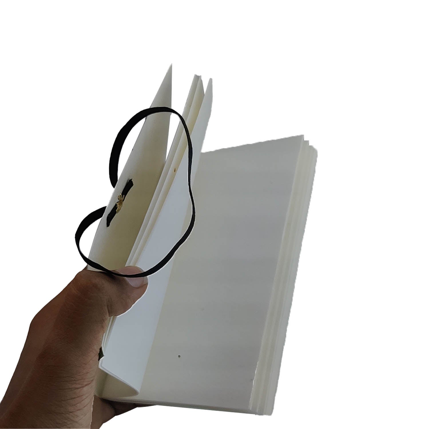 Handmade Vintage Journal Notebook (1 PC x 36 Pages) 4x6 Inch Cotton & Organic Papers Handstitched Elastic Lock For Gifts Multicolor [jefs-offcstnry-00003-m4]