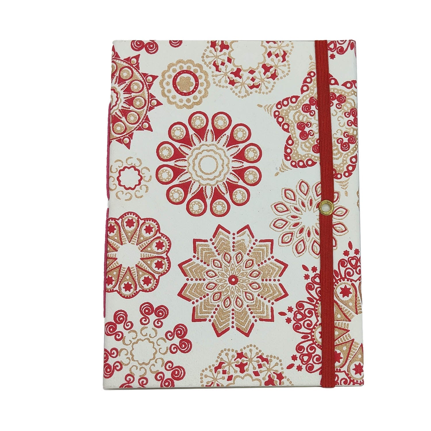 Vintage Handmade Journal Flap Notebook (1 PC x 18 Pages) 5x7 Inch Organic & Cotton Papers Elastic Lock Corporate Personal Gifts Multicolor [jefs-offcstnry-00003-m7]