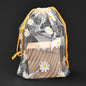 Gift Packing Potlis 6x8 Inch (10 PCs) Plastic Drawstring Pouches Flower Printed Transparent
