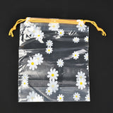 Gift Packing Potlis 6x8 Inch (10 PCs) Plastic Drawstring Pouches Flower Printed Transparent
