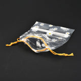 Gift Packing Potlis 6x8 Inch (10 PCs) Plastic Drawstring Pouches Flower Printed Transparent