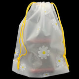 Frosted Gift Packing Potlis 6x8 Inch (10 PCs) Plastic Drawstring Pouches Flower Printed Transparent