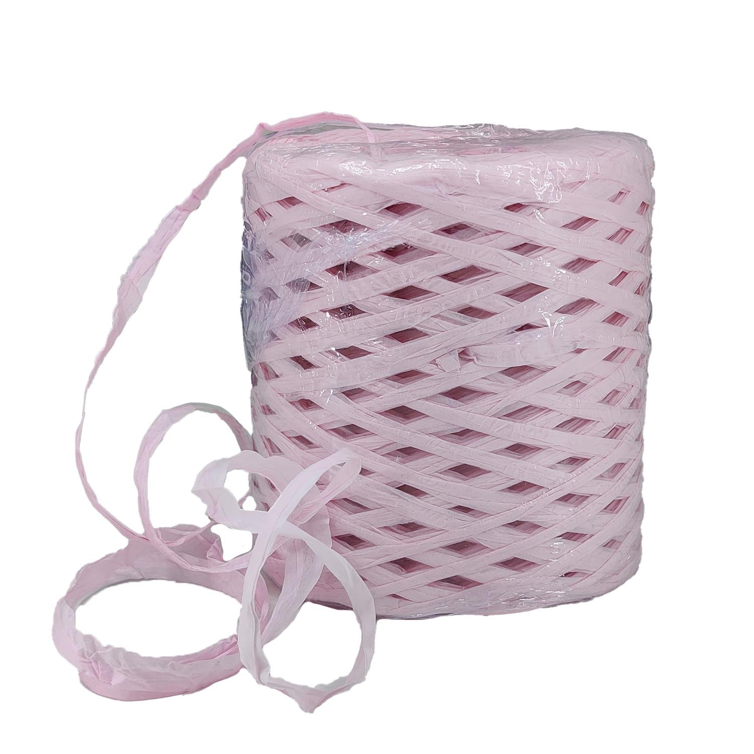 Raffia Paper Ribbon Twine (1 Roll x 200 Meters) Light Pink Cords Thread String For DIY Crafts Packing Gift Wrapping Decoration Packaging