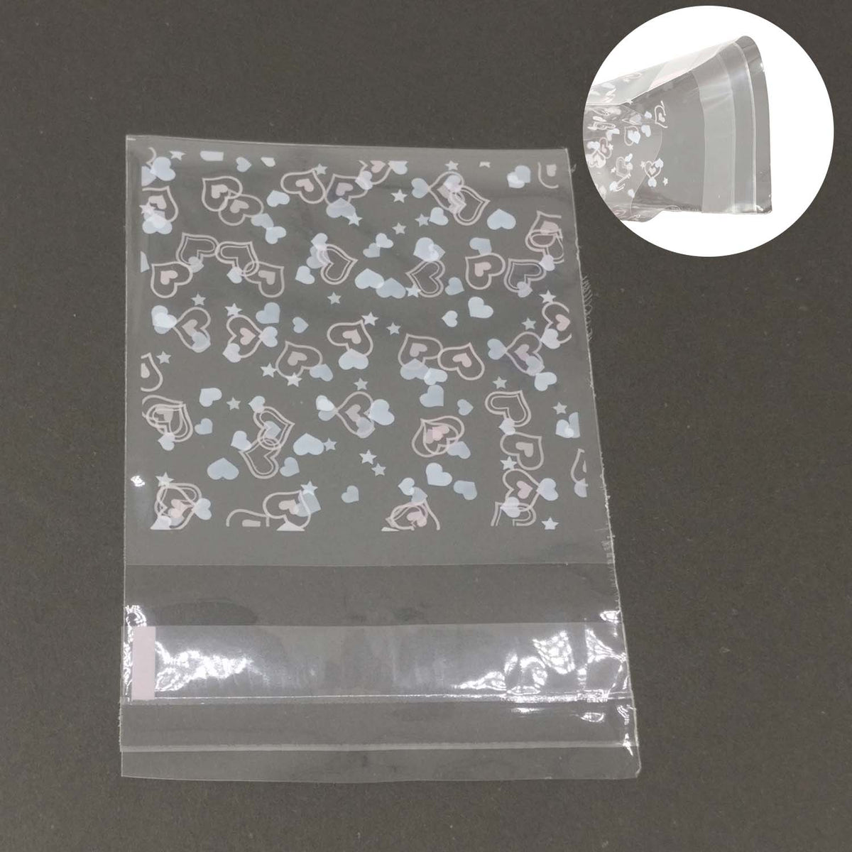 Jewellery Earring Display Packing Covers Heart Printed 10x7cm (4x2.75 inch) Rectangle Transparent Color (Pack of 95-100 pieces)