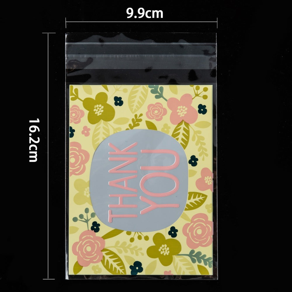 Self Adhesive BOPP Covers 16x10 CM With 12.5x9.3 CM Inside (1 Pack, 95-100 PCs) Thank You Printed Pouches For Cookie Chocolates Jewellery Gifts