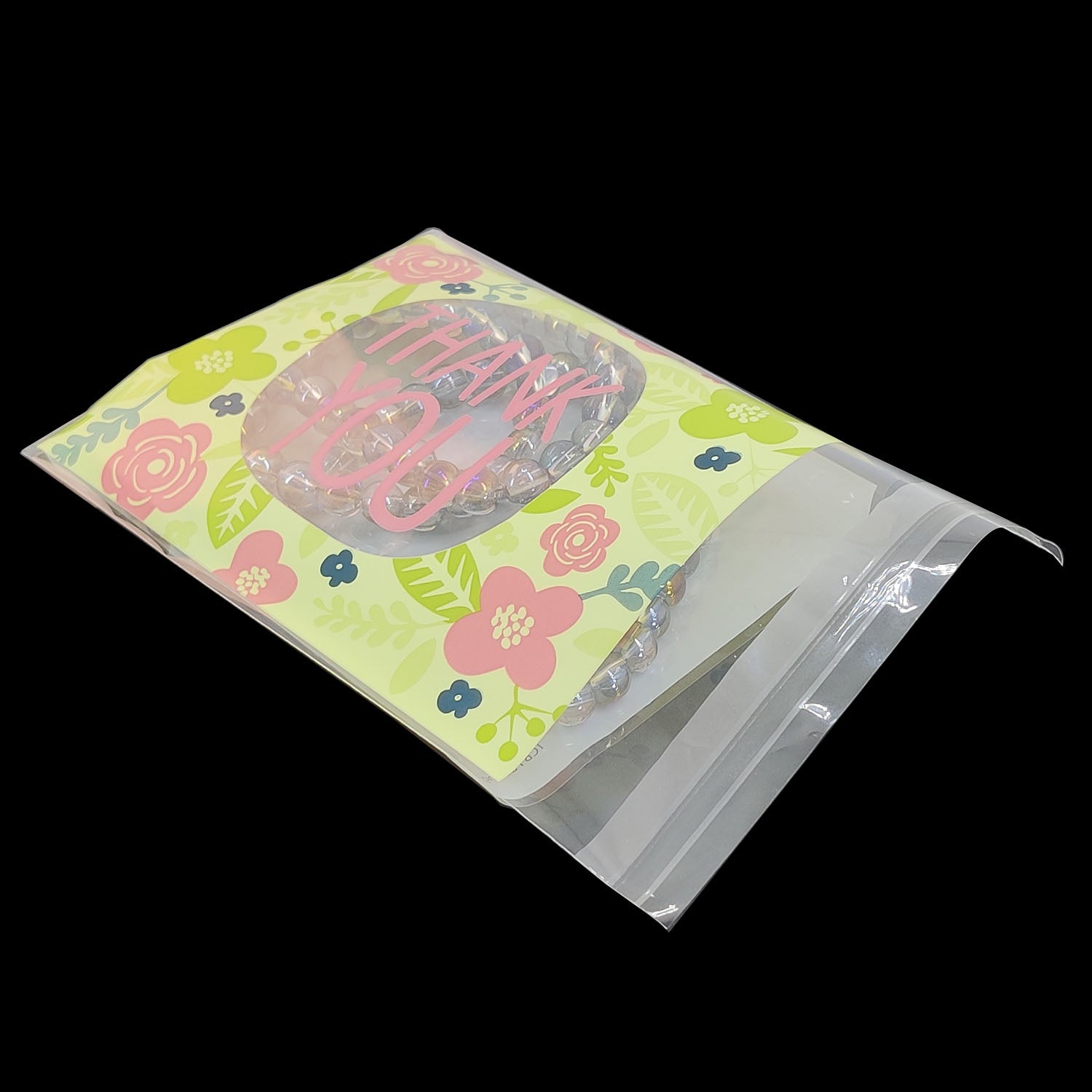 Self Adhesive BOPP Covers 16x10 CM With 12.5x9.3 CM Inside (1 Pack, 95-100 PCs) Thank You Printed Pouches For Cookie Chocolates Jewellery Gifts