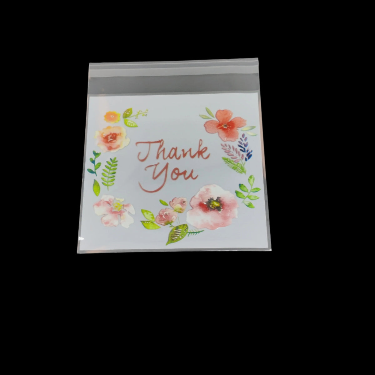 Self Adhesive BOPP Covers 17x14 CM With 13.8x13.3 CM Inside (1 Pack, 95-100 PCs) Thank You Printed Pouches For Cookie Chocolates Jewellery Gifts