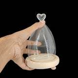 Glass Dome Cloche Cover Containers (1 Piece) 3.5x6 Inch Bottles Decoration Bell Jars With Wooden Heart Lid Base Food Storage Terrarium Plants [jefs-pack-boxnsupp-00120-m1]