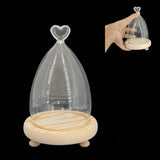 Glass Dome Cloche Cover Containers (1 Piece) 3.5x6 Inch Bottles Decoration Bell Jars With Wooden Heart Lid Base Food Storage Terrarium Plants [jefs-pack-boxnsupp-00120-m1]