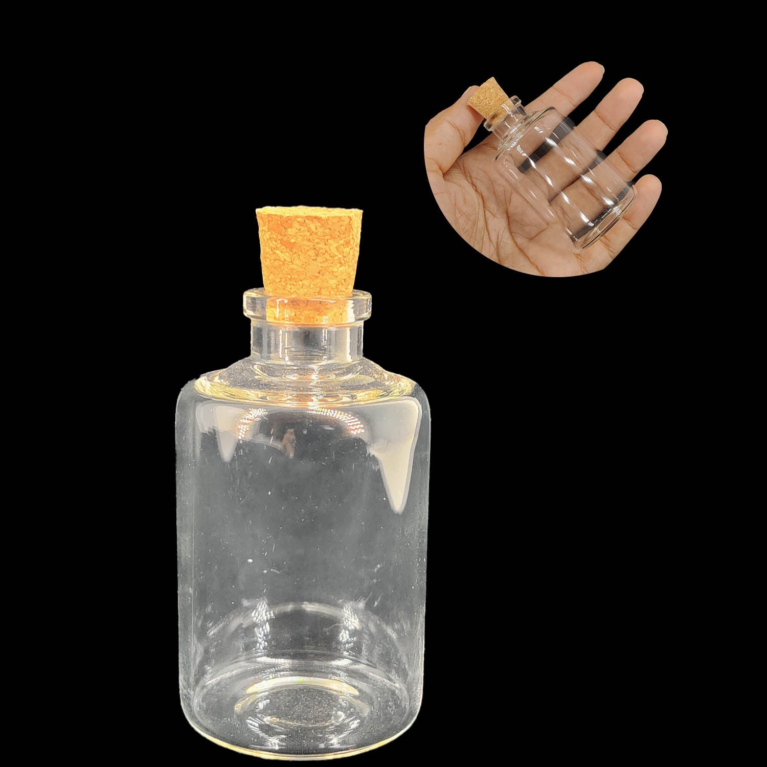 Glass Dome Cloche Cover Containers 50 ML 7x3.5 CM (3 Pieces) Bottles Vials Jars With Cork Lid For Gifts Decoration Crafts Storage [jefs-pack-boxnsupp-00122-m18]