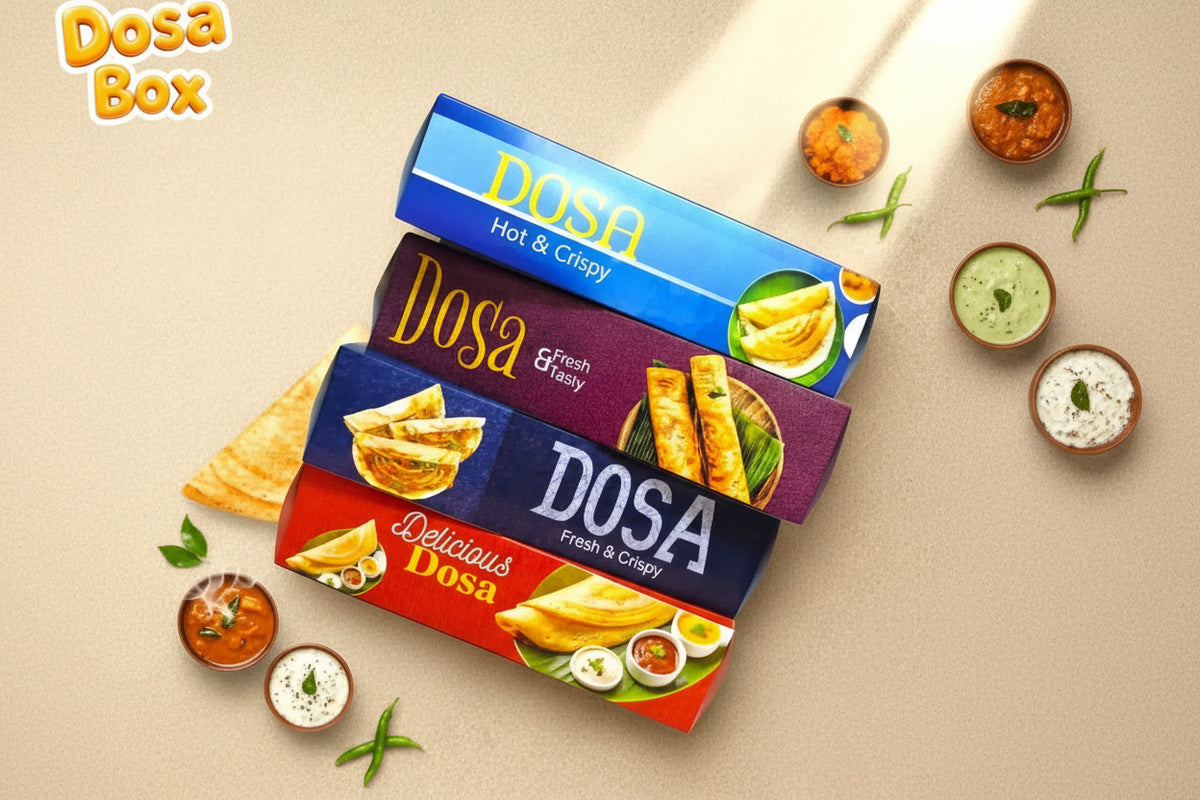 Dosa Packing Paper Box (Pack of 100) 13.5x3.5x1.35 Inch Random Design & Color