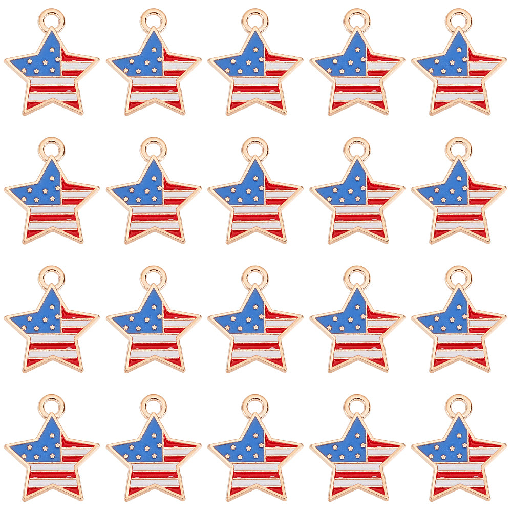 Metal Enamel Charms (5 Pieces) USA Flag 18x15x1.5 MM Multicolor Alloy Pendants For America Keychains Jewellery Making Decoration Crafts