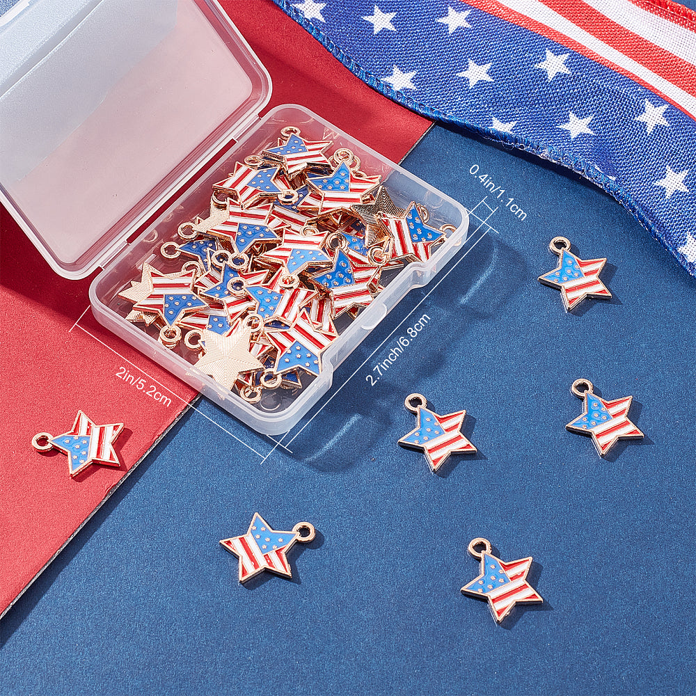 Metal Enamel Charms (5 Pieces) USA Flag 18x15x1.5 MM Multicolor Alloy Pendants For America Keychains Jewellery Making Decoration Crafts