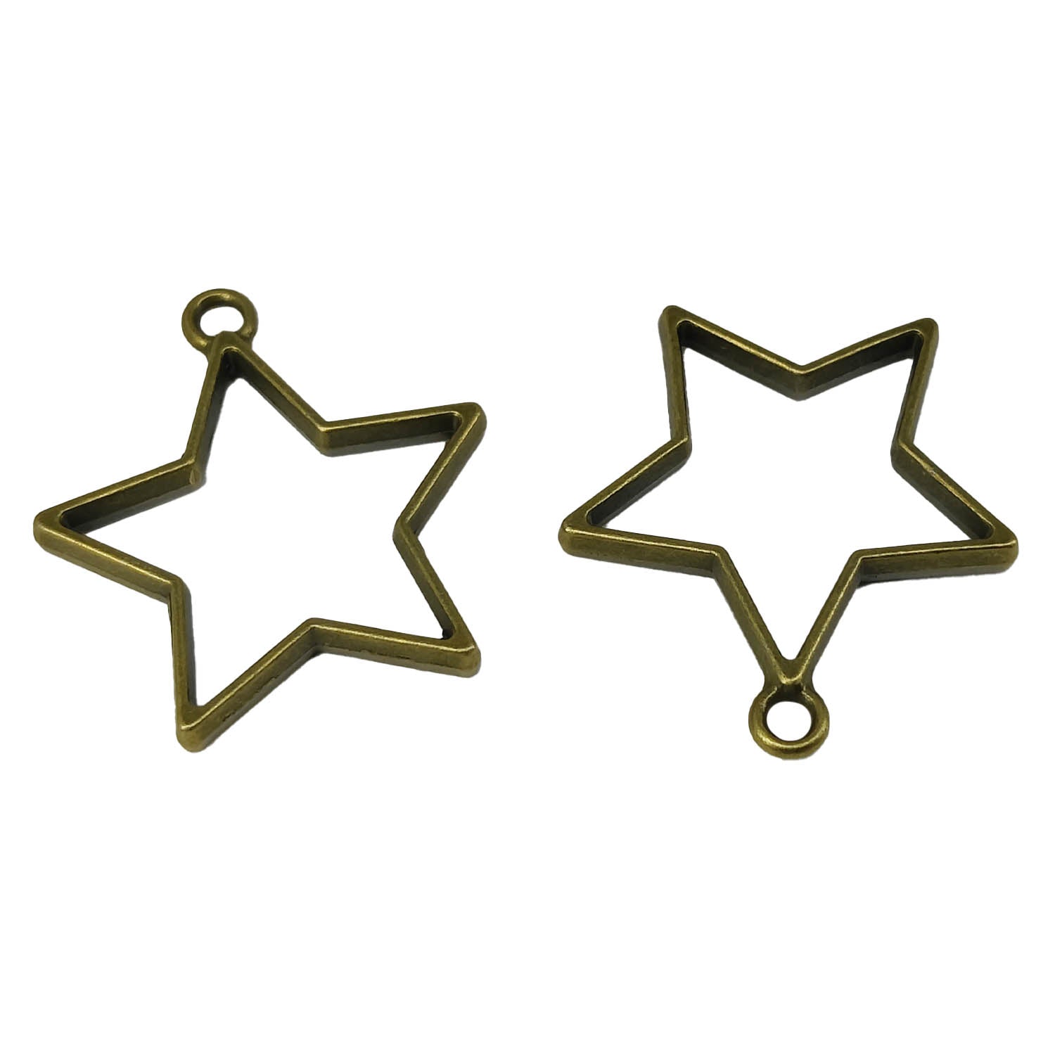 Metal Alloy Pendant Bezel Blanks (2 Pieces) 35x32x3 MM Star Bases Antique Bronze Color For Resin Jewellery Making DIY Crafts Key Chains