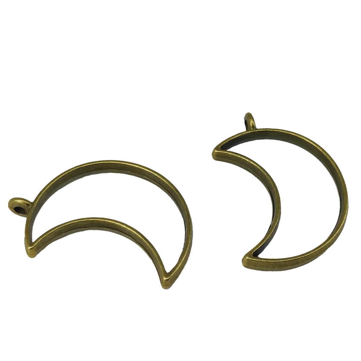 Metal Alloy Pendant Bezel Blanks (2 Pieces) 38x25x3.5 MM Moon Bases Antique Bronze Color For Resin Jewellery Making DIY Crafts Key Chains